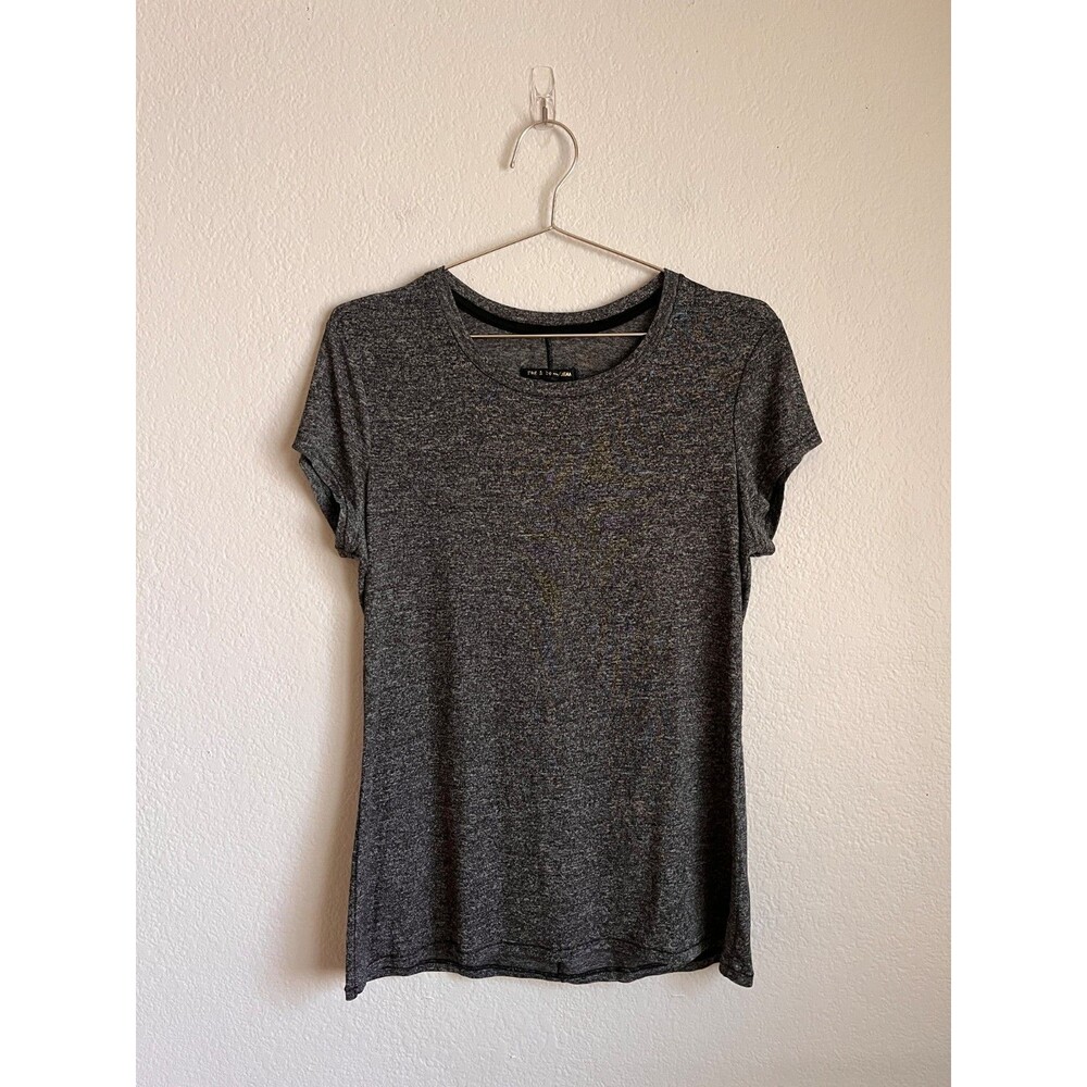 rag & bone Women's Rayon Blend Crewneck Tee in Heather Black Size MEDIUM